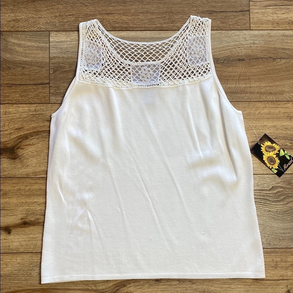 Mirasol vintage cottagecore crochettte beaded grandmacore tank top